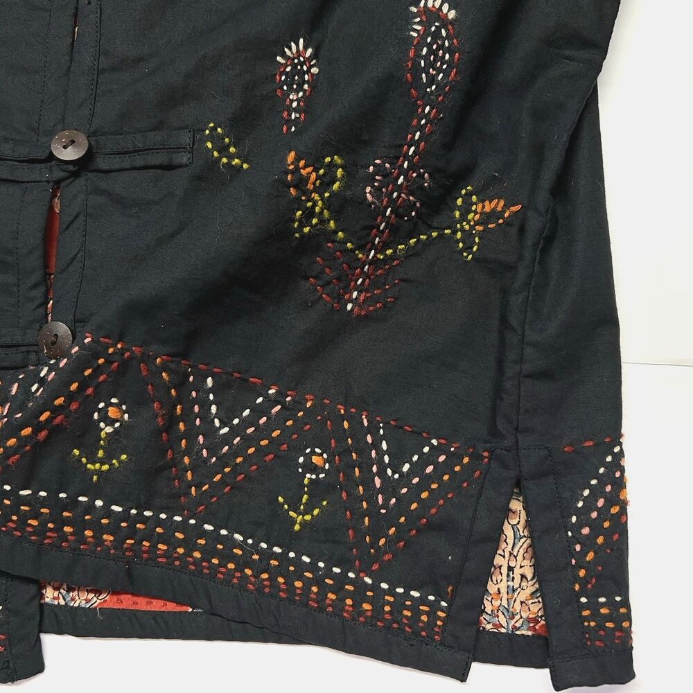 Market Place Cotton V-neck Embroidered Jacket Ethnic Boho Art to Wear Medium - Picture 11 of 16